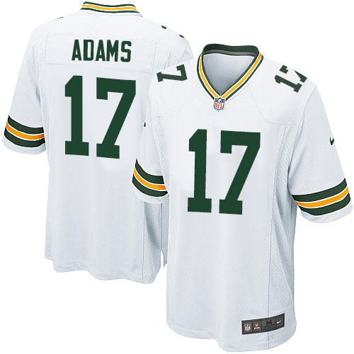Men's Game Davante Adams Nike Jersey White Road - #17 NFL Green Bay Packers